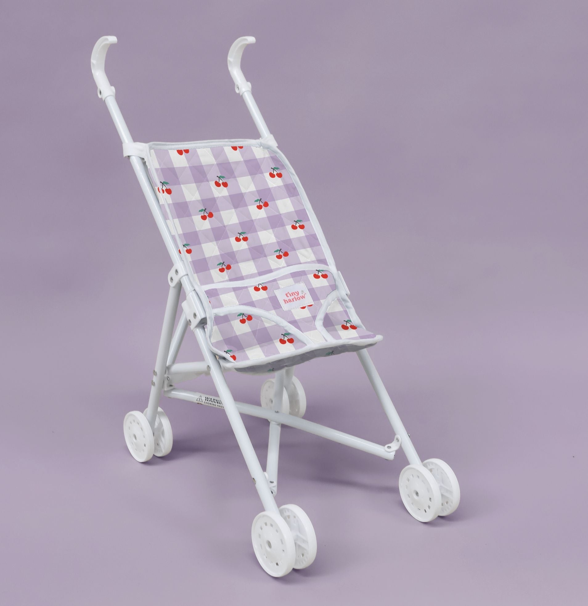Tiny Harlow Folding Dolls Stroller Lilac Gingham Cherry *PRE ORDER*