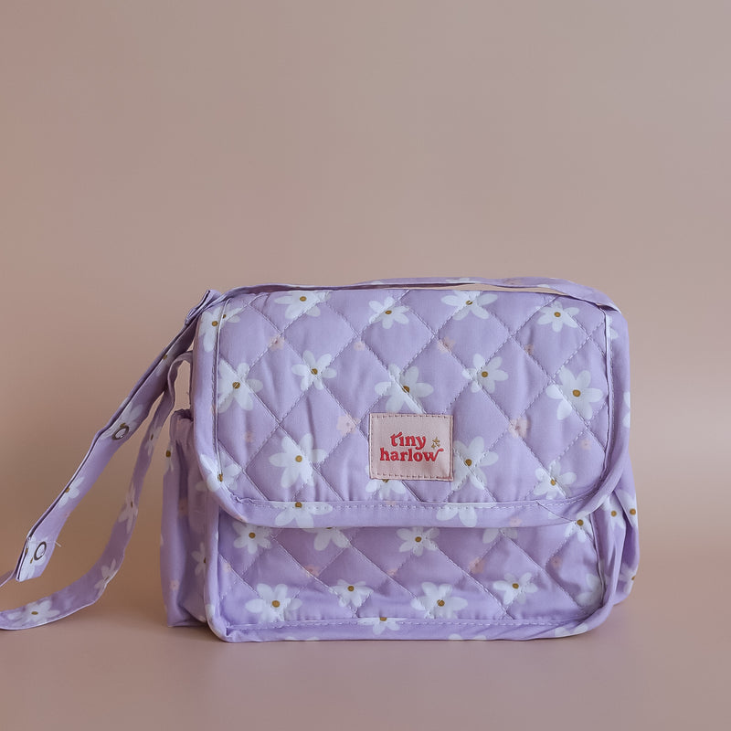 Tiny Harlow Convertible Dolls Nappy Bag Set - Lilac Daisy