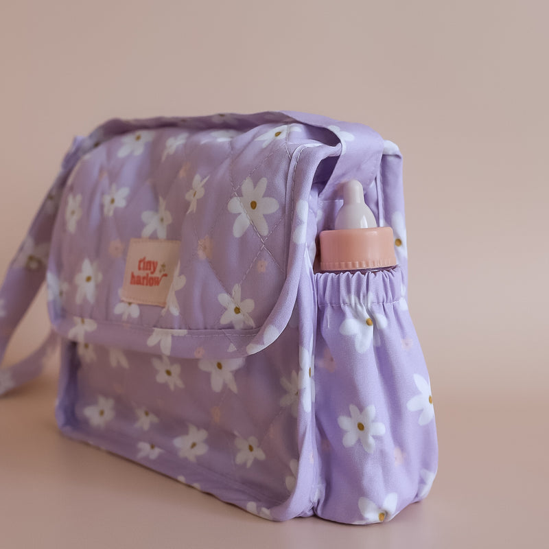 Tiny Harlow Convertible Dolls Nappy Bag Set - Lilac Daisy