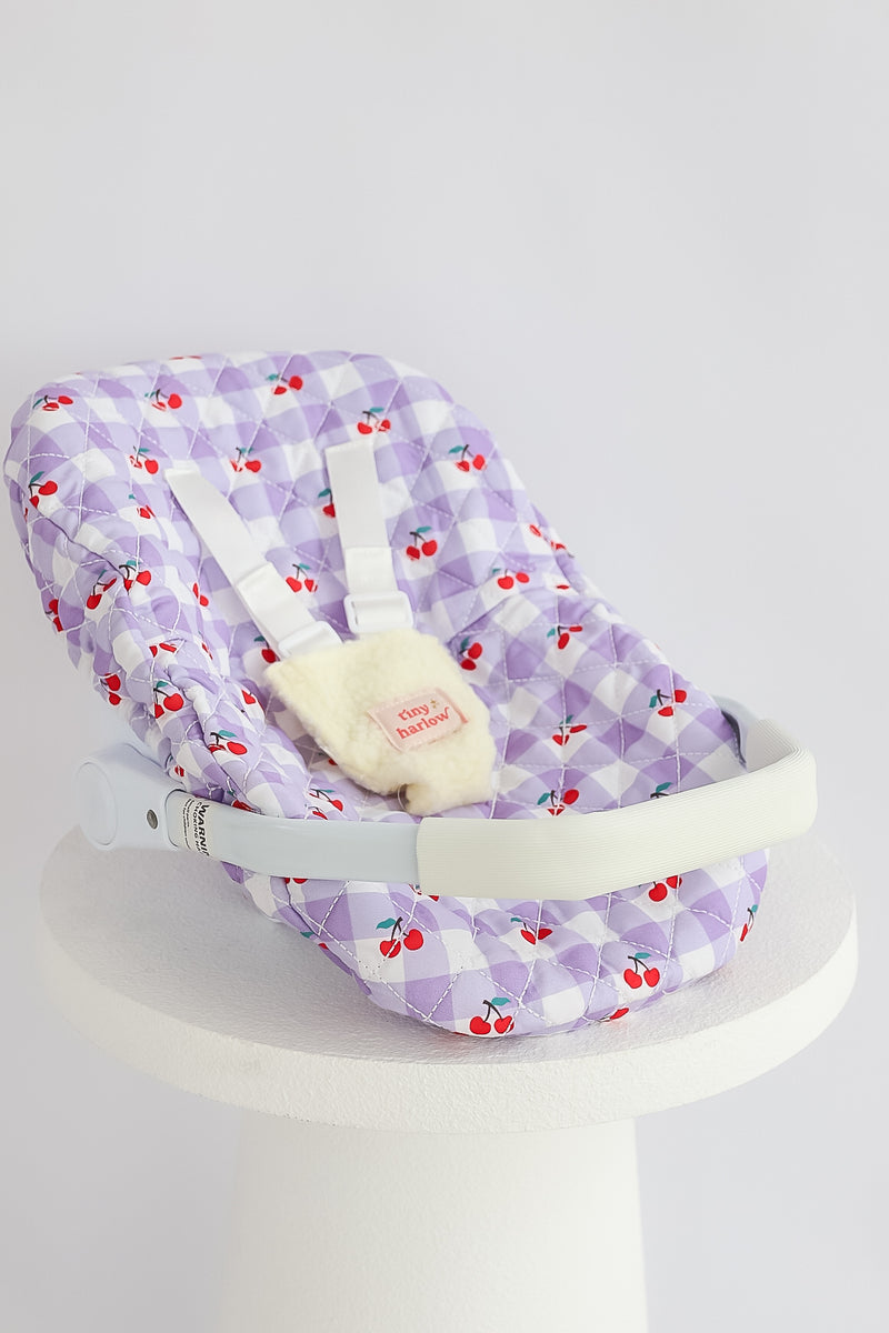 Tiny Harlow Dolls Car Seat Capsule - Cherry Gingham