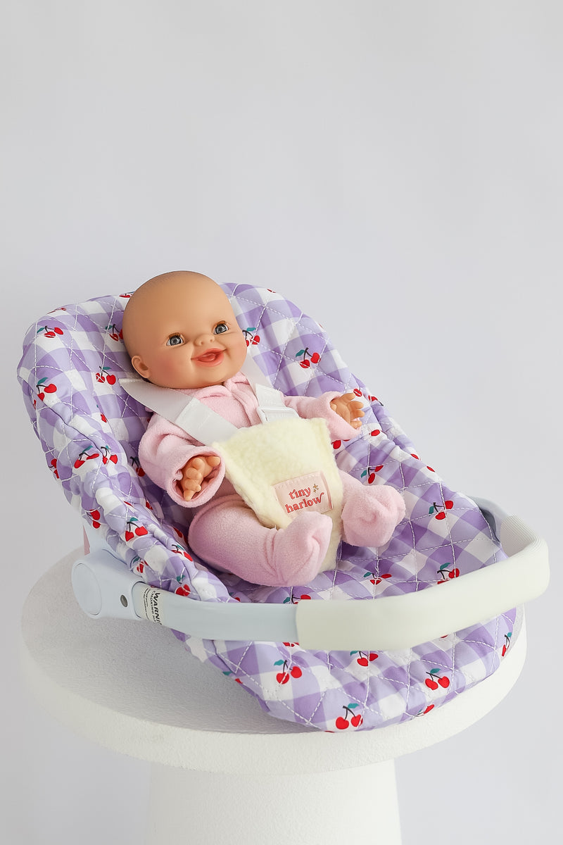 Tiny Harlow Dolls Car Seat Capsule - Cherry Gingham