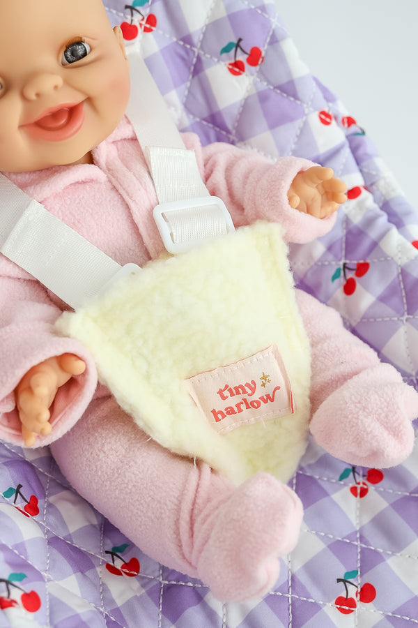 Tiny Harlow Dolls Car Seat Capsule - Cherry Gingham