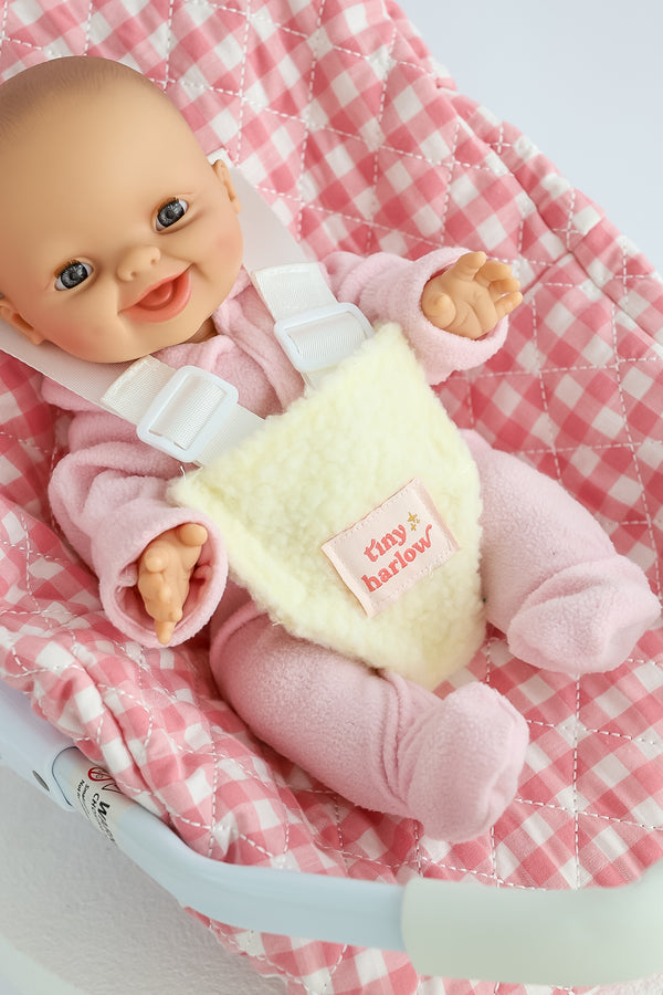 Tiny Harlow Dolls Car Seat Capsule - Pink Gingham