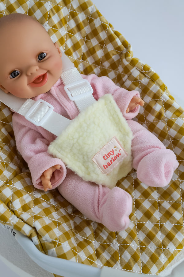Tiny Harlow Dolls Car Seat Capsule - Mustard Gingham