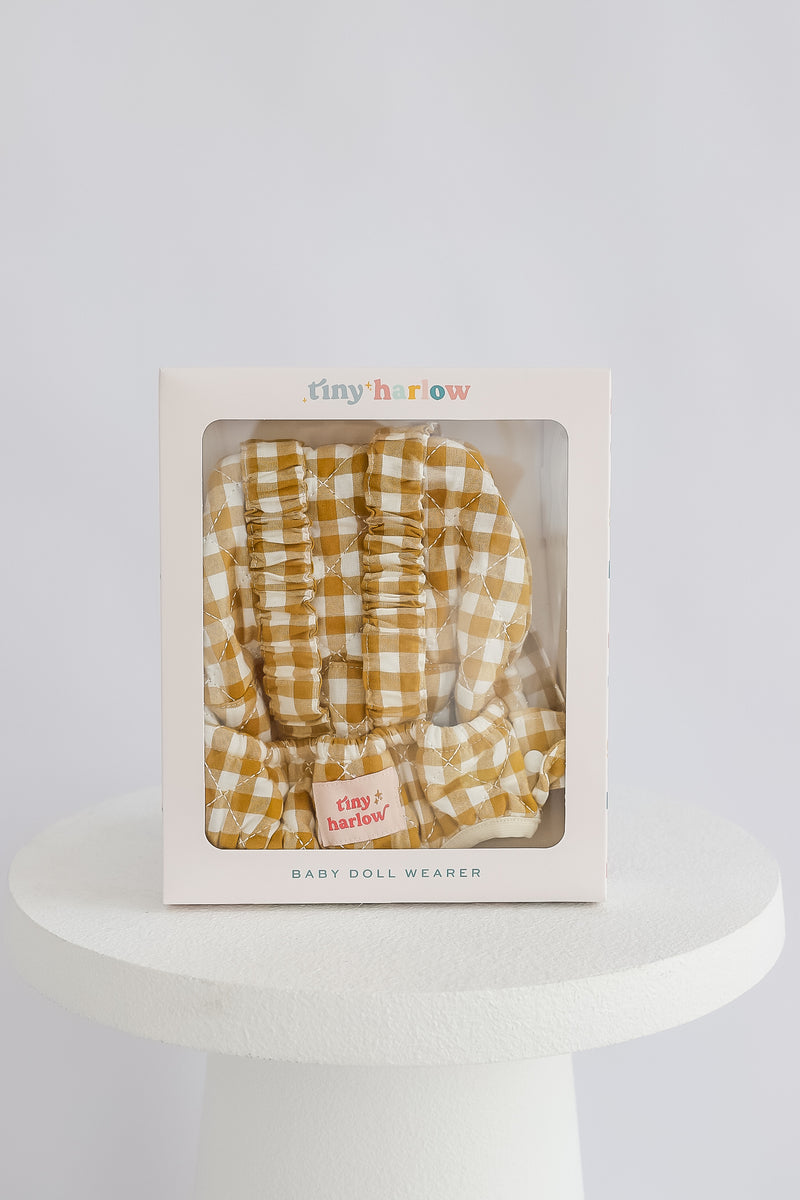 Tiny Harlow Baby Doll Wearer – Mustard Gingham