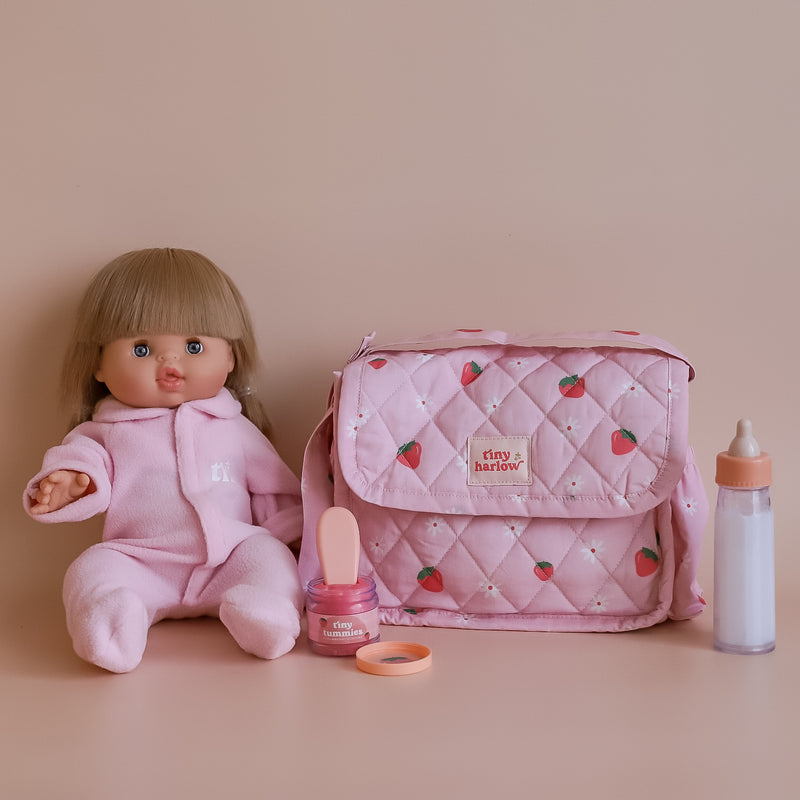 Tiny Harlow Convertible Dolls Nappy Bag Set - Strawberry Picnic