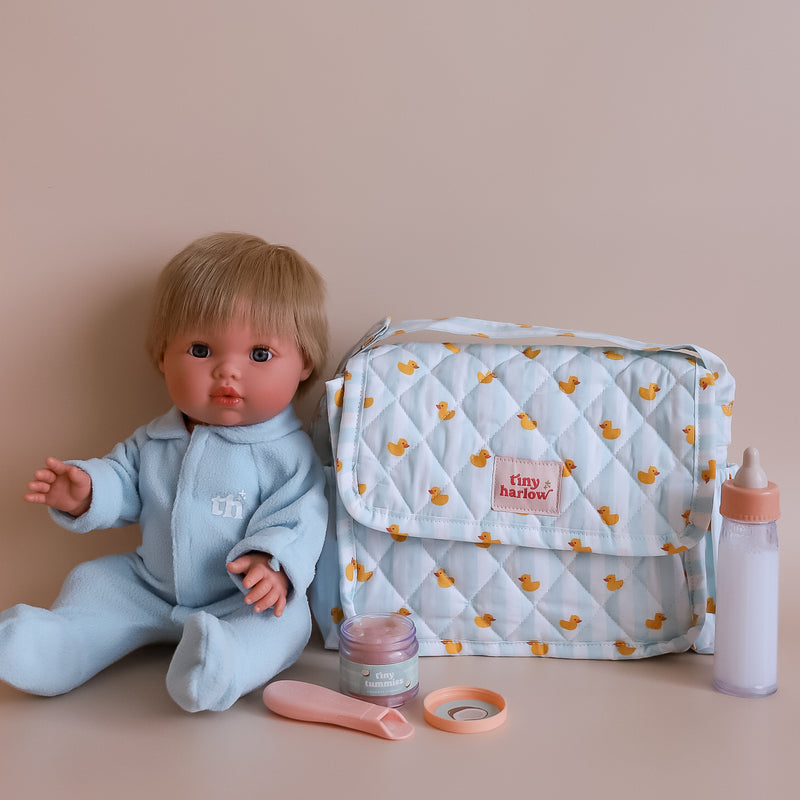 Tiny Harlow Convertible Dolls Nappy Bag Set - Blue Ducky