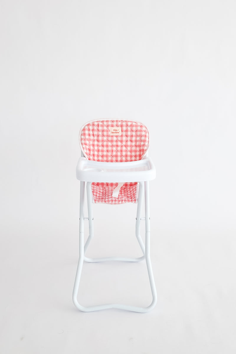 Tiny Harlow Doll Highchair - Pink Gingham