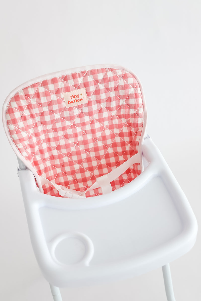 Tiny Harlow Doll Highchair - Pink Gingham