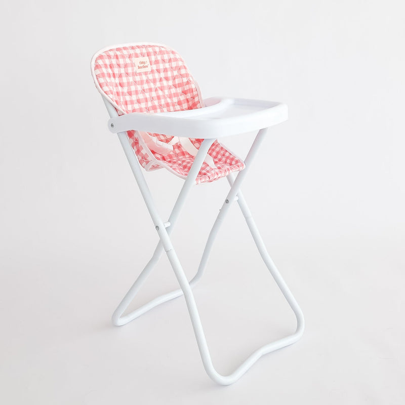 Tiny Harlow Doll Highchair - Pink Gingham