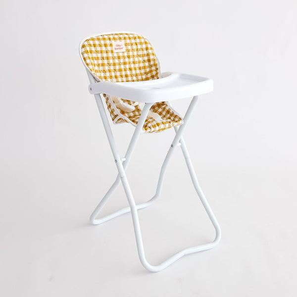 Tiny Harlow Doll Highchair - Mustard Gingham