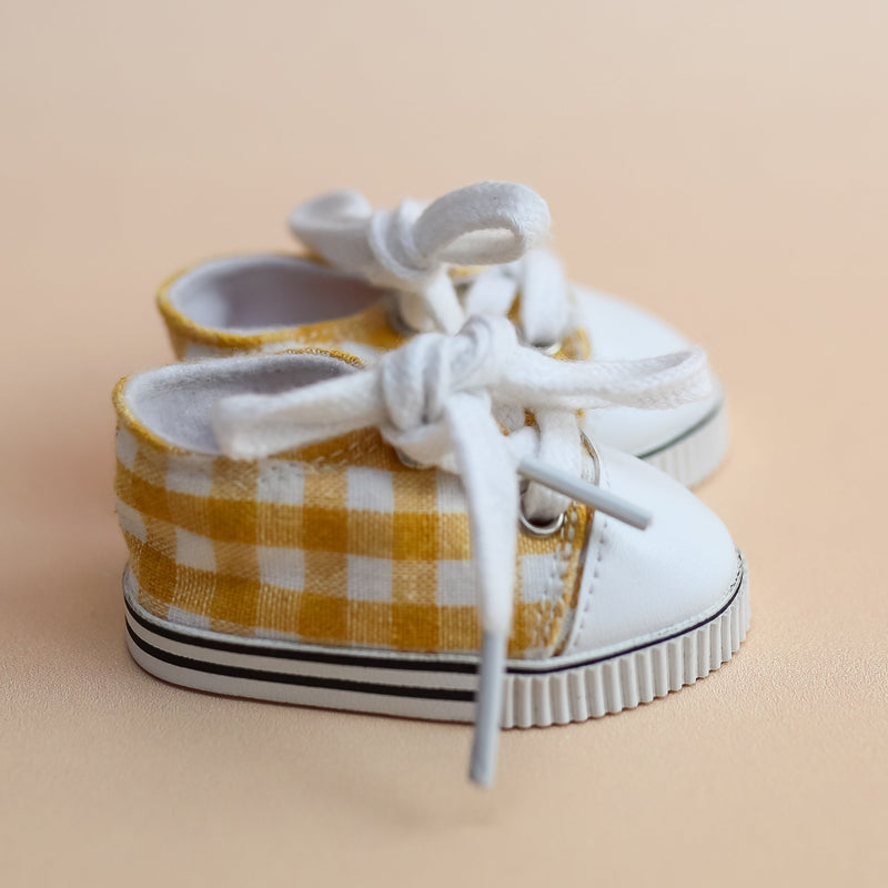 Tiny Tootsies Casual Gingham Sneakers - Mustard Gingham