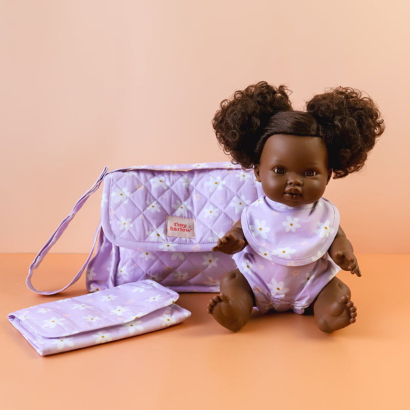 Tiny Harlow Convertible Dolls Nappy Bag Set - Lilac Daisy